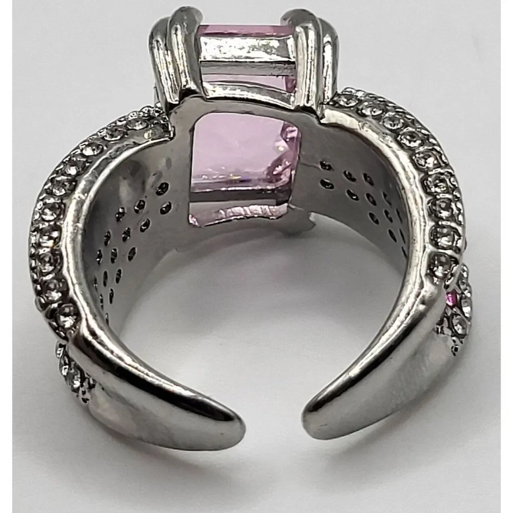 Chunky Estate Pink Diamond Ring Womens Engagement Ring Size 9